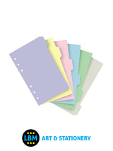 Personal size Pastel Coloured 6 Blank Tabs Indices Insert Refill 132674