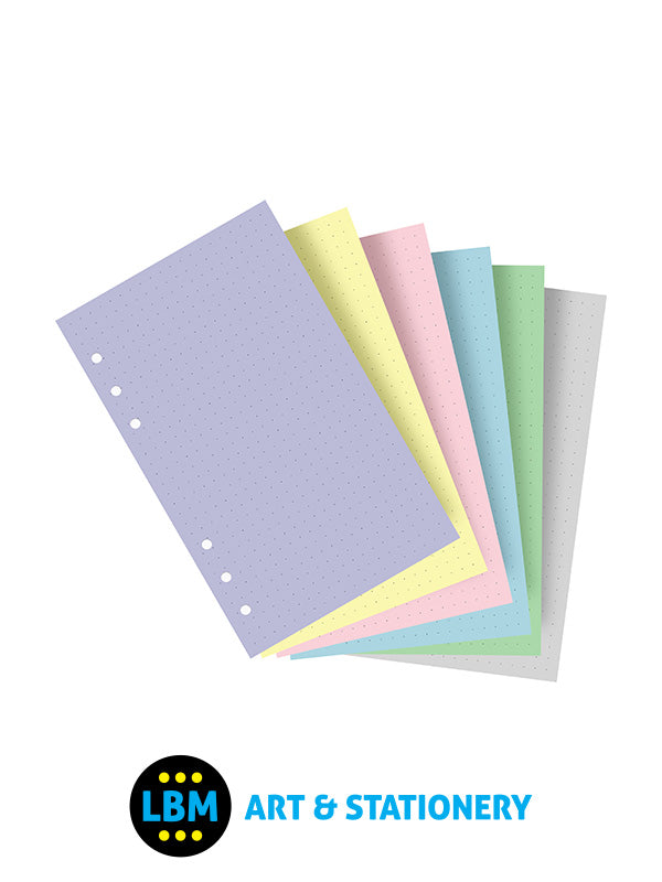 Filofax Personal size Pastel Dotted Paper Assorted Colours Insert Refill 132671 - LBM Art & Stationery Store
