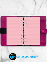 Filofax Personal size Pink Ruled Notepaper Organiser Refill 133007 - LBM Art & Stationery Store