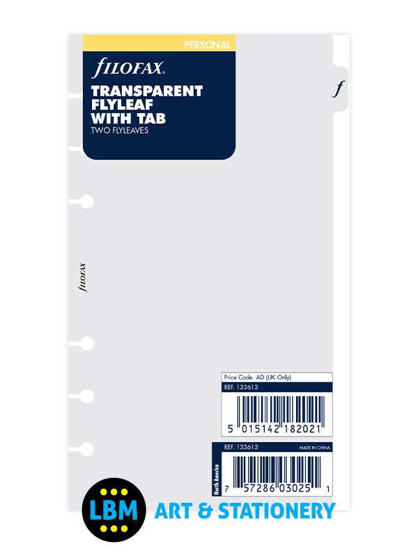 Personal size Transparent Flyleaf with Tab Insert Refill Pack 2 133613