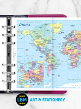 Filofax Personal size World Map Political & Time Zones Insert Refill 131904 - LBM Art & Stationery Store