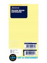 Filofax Personal size Yellow Ruled Lined Notepaper Organiser Refill 133010 - LBM Art & Stationery Store