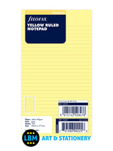 Personal size Yellow Ruled NOTEPAD Notepaper Organiser Insert 132201