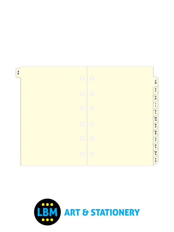 Filofax Pocket size A-Z Alphabetical Index Cream Divider Refill 211664 - LBM Art & Stationery Store