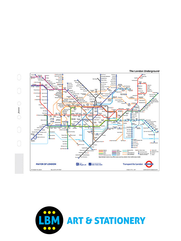 Filofax Pocket size London Underground Tube Train Map Insert Refill 211903 - LBM Art & Stationery Store