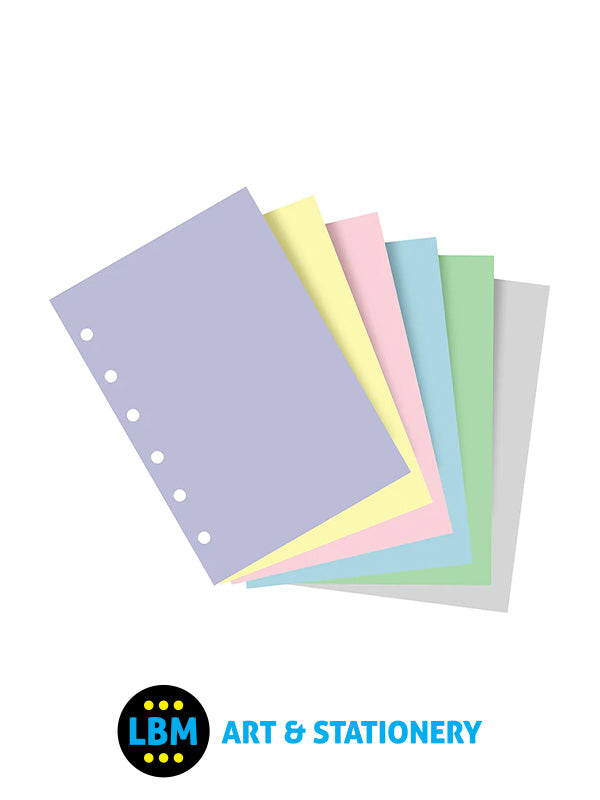 Filofax Pocket size Pastel Plain Paper Assorted Colours Insert Refill 132643 - LBM Art & Stationery Store