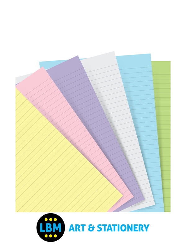 Filofax Pocket size Pastel Ruled Paper Assorted Colours Organiser Refill 132640 - LBM Art & Stationery Store