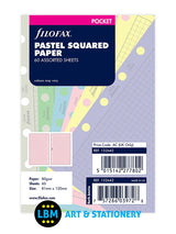 Filofax Pocket size Pastel Squared Paper Assorted Colours Insert Refill 132642 - LBM Art & Stationery Store