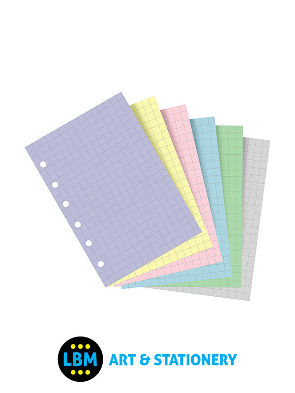 Filofax Pocket size Pastel Squared Paper Assorted Colours Insert Refill 132642 - LBM Art & Stationery Store