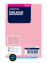 Pocket size Pink Ruled Lined Notepaper Organiser Refill 213007