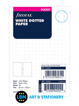 Filofax Pocket size White Dotted Paper Notepaper Organiser Refill 132561 - LBM Art & Stationery Store