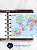 Pocket size World Map Political and Time Zones Insert Refill 211904