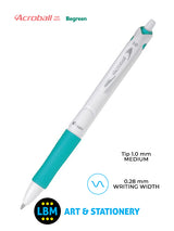 Acroball Pure White Begreen Retractable Ballpoint Pen - Choose Colour - BAB-15M-BG