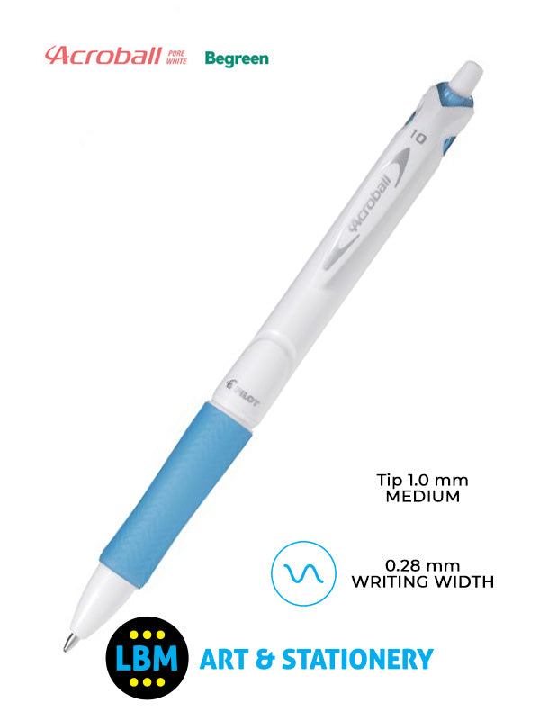 Acroball Pure White Begreen Retractable Ballpoint Pen - Choose Colour - BAB-15M-BG