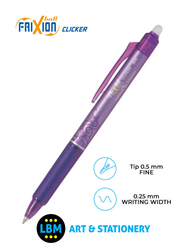 FriXion Ball Clicker Erasable Rollerball Pen 0.5mm Tip - Choose Colour - BLRT-FR5