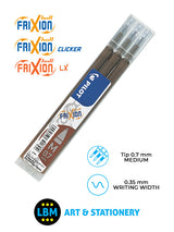 Frixion Ball / Ball Clicker / Ball LX Refills 3-Pack 0.7mm Tip - Choose Colour - BLS-FR7