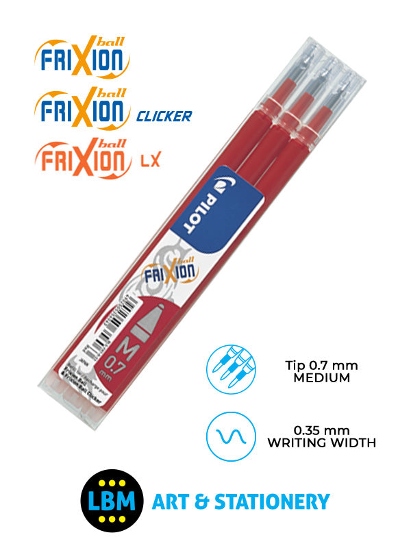 PILOT Frixion Erasable Rollerball Pen 0.7mm Tip -Apricot Orange, Coral  Pink, Wine Red, Pack of 3, Medium