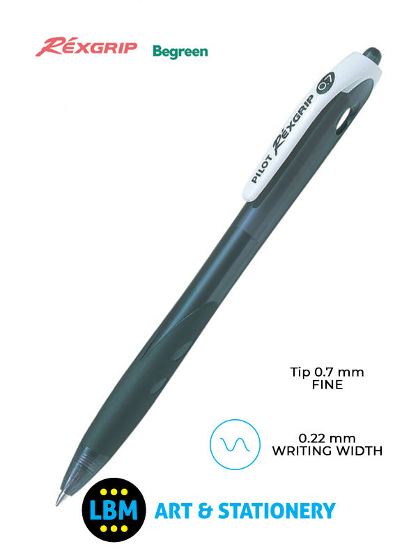 Rexgrip Retractable Ballpoint Pen - Choose Colour - BRG-10F-BG / BRG-10M-BG