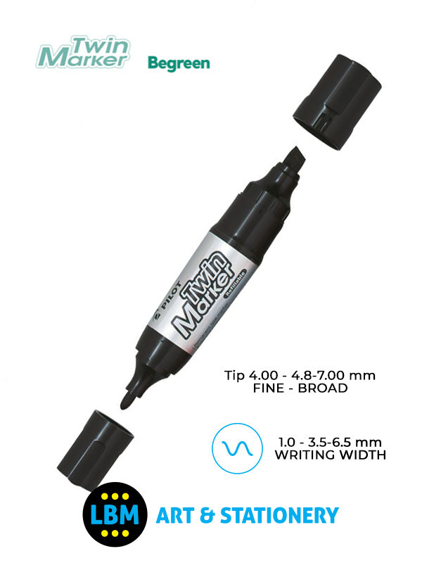 Twin Marker Begreen Twin Tip Marker Jumbo Pen - Black - MFN-15FB-BG